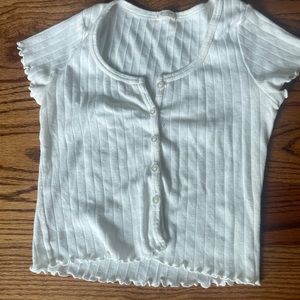 white buttoned brandy melville crop top
